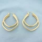 Double Square Tube Hoop Earrings In 14k Yellow Gold