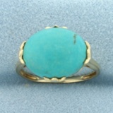 Turquoise Solitaire Ring In 14k Yellow Gold