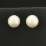 7mm Cultured Akoya Pearl Stud Earrings In 14k Yellow Gold