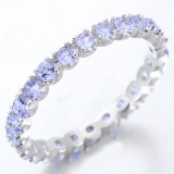 Tanzanite Eternity Stacking Band Ring In Sterling Silver