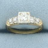 Diamond Accented Engagement Ring In 14k Yellow Gold