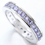 Tanzanite Eternity Stacking Band Ring In Sterling Silver