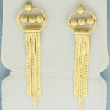 Reversable Herringbone Ball Bead Dangle Earrings In 14k Yellow Gold