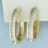Diamond Hoop Earrings In 14k Yellow Gold