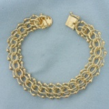 Wide Loop Bead Charm Bracelet In 14k Yellow Gold