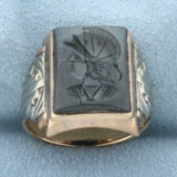 Spartan Roman Soldier Hematite Ring In 14k Rose Gold And White Gold