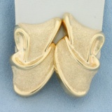 Sparkle Finish Abstract Design Statement Earrings In 14k Yellow Gold
