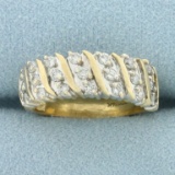 Diagonal Set Diamond Band Ring In 14k Yellow Gold