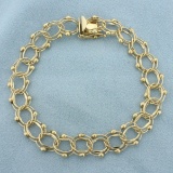 Double Loop Charm Bracelet In 14k Yellow Gold