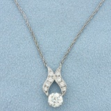 Antique Old European Cut Diamond Necklace In 14k White Gold