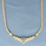 Pave Diamond V Necklace In 14k Yellow Gold