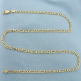 17 Inch Figaro Link Chain Necklace In 14k Yellow Gold