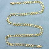 20 Inch Italian Figaro Link Chain Necklace In 14k Yellow Gold