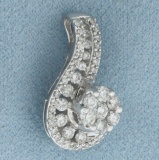 Diamond Swoop Pendant In 14k White Gold