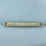 Antique Seed Pearl Pin In 10k White Gold
