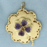 Heart Amethyst Locket Charm Or Pendant In 14k Yellow Gold