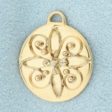 Vintage Seed Pearl Medallion Charm In 14k Yellow Gold