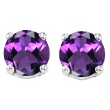 10mm Round Amethyst Stud Earrings In Sterling Silver