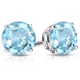 10mm Round Sky Blue Topaz Stud Earrings In Sterling Silver