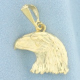 Diamond Cut American Bald Eagle Pendant In 14k Yellow Gold