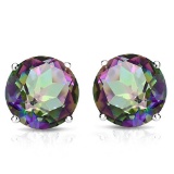 8mm Round Mystic Topaz Stud Earrings In Sterling Silver