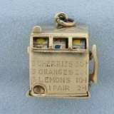 Vintage Mechanical Fruit Slot Machine Charm In 14k Yellow Gold