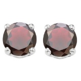8mm Round Garnet Stud Earrings In Sterling Silver