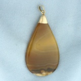Large Agate Teardrop Pendant In 18k Yellow Gold