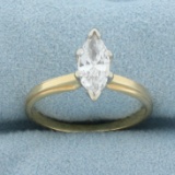 Marquise Diamond Solitaire Engagement Ring In 14k Yellow Gold