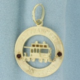 Ruby San Francisco Cable Car Medallion Charm In 14k Yellow Gold