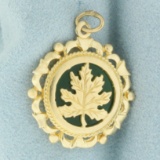 Nature Leaf Jade Charm In 14k Yellow Gold