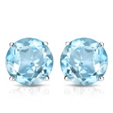 8mm Round Sky Blue Topaz Stud Earrings In Sterling Silver