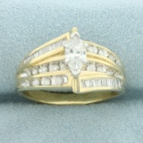 Marquise Diamond Engagement Ring In 14k Yellow Gold