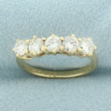 5-stone Diamond Wedding Or Anniversary Ring In 14k Yellow Gold