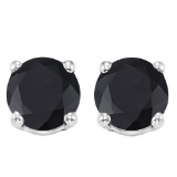 6mm Round Midnight Sapphire Earrings In Sterling Silver