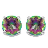 6mm Round Mystic Topaz Earrings In Sterling Silver