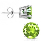 6mm Round Peridot Earrings In Sterling Silver