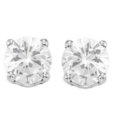 6mm Round White Topaz Earrings In Sterling Silver
