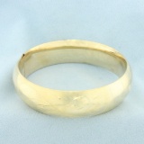 Hinged Etched Paisley Design Wide Bangle Bracelet In 14k Yellow Gold