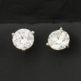 Gia Certified Over 2ct Tw Diamond Stud Earrings In Platinum Martini Settings