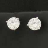 Gia Certified Over 2ct Tw Diamond Stud Earrings In Platinum Martini Settings
