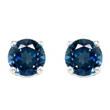 5mm Round London Blue Topaz Earrings In Sterling Silver