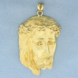 Large Weeping Jesus Christ Pendant In 18k Yellow Gold