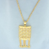 Diamond Cut Two Tone Dangle Necklace In 21k Yellow And White Gold