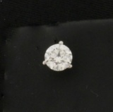 Gia Certified 1/2ct Single Diamond Stud Earring In Platinum Martini Setting