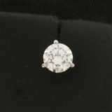 Gia Certified 1/2ct Single Diamond Stud Earring In Platinum Martini Setting