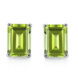 5x7 Emerald Cut Peridot Earrings In Sterling Silver