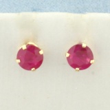 Ruby Stud Earrings In 14k Yellow Gold