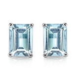 5x7 Emerald Cut Sky Blue Topaz Earrings In Sterling Silver