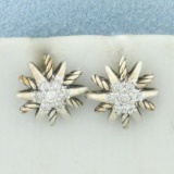 David Yurman Diamond Starburst Cable Stud Earrings In Sterling Silver